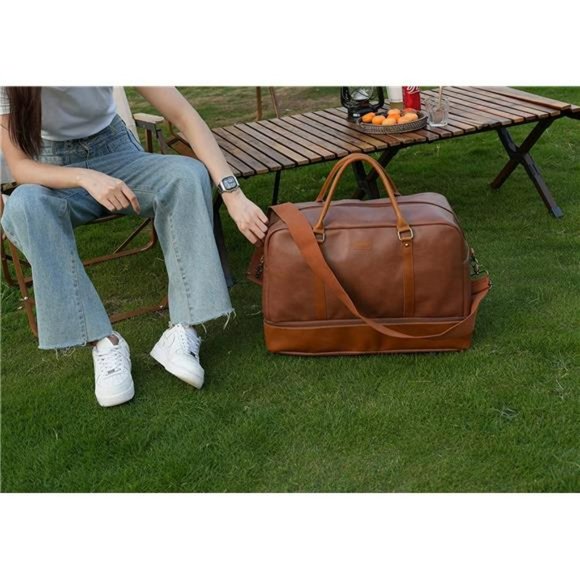Bags Leather Large Travel Duffel Tote Bag Carry On With Shoe